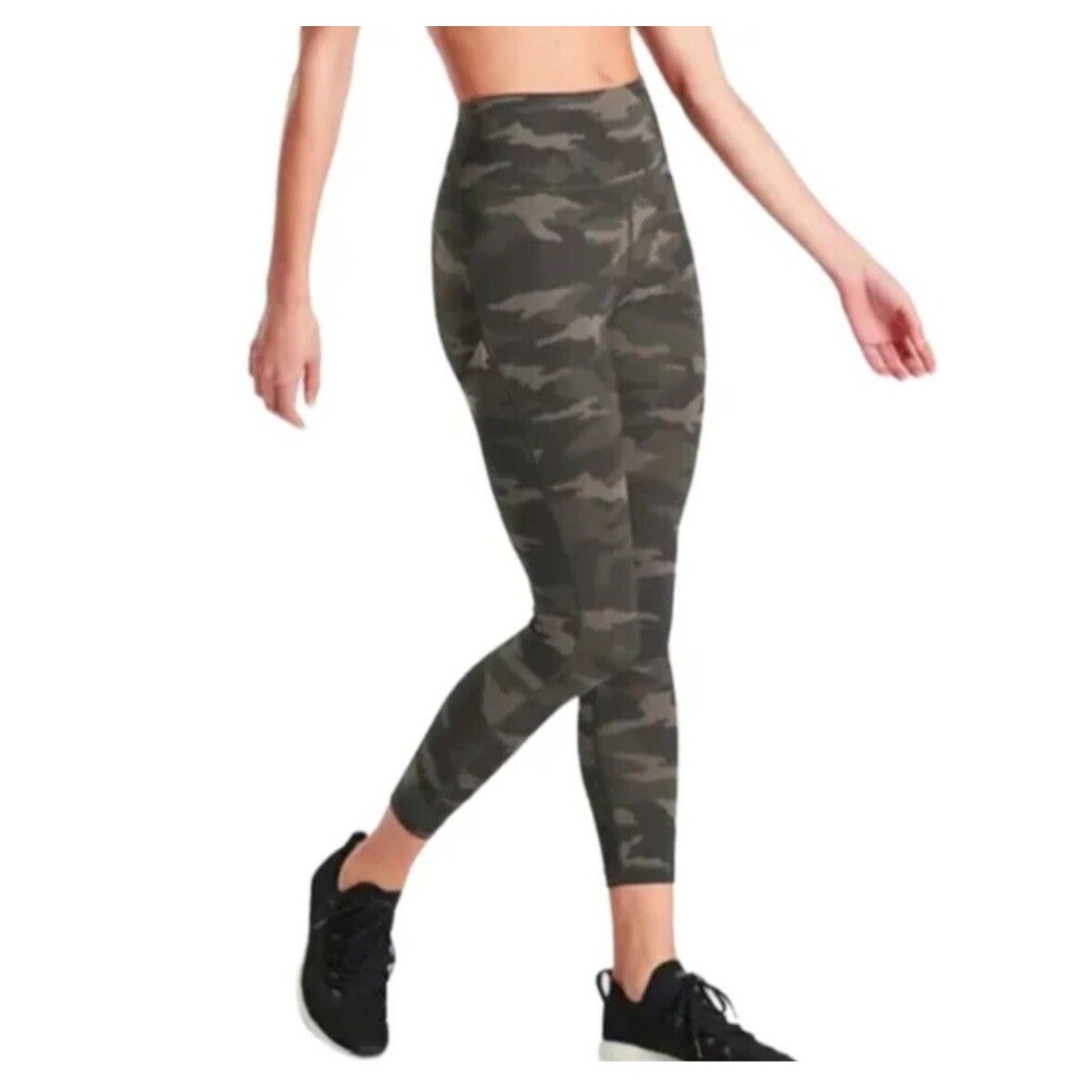 Athleta Green Camo Ultimate 7/8 Tight, Size Small Black/Olive Green